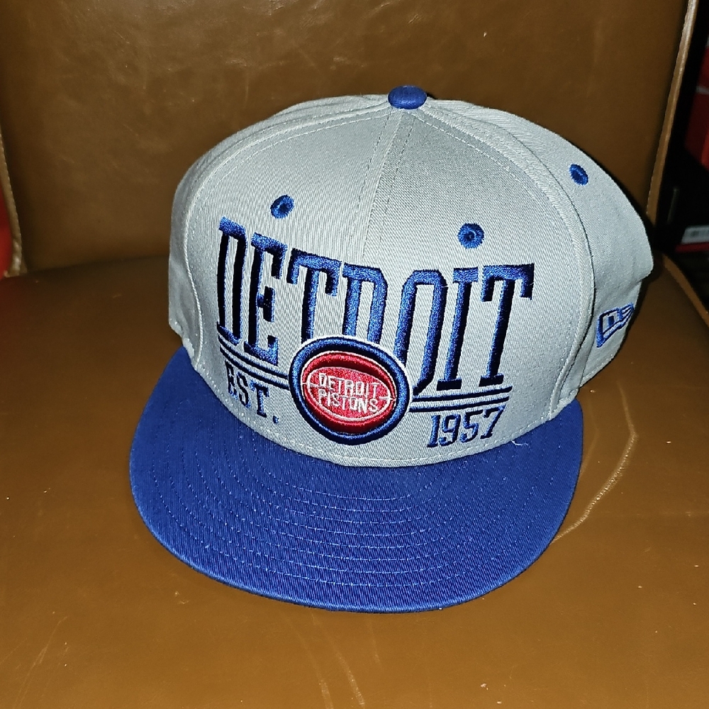 New Era Detroit Pistons Gray and Blue Snapback Hat